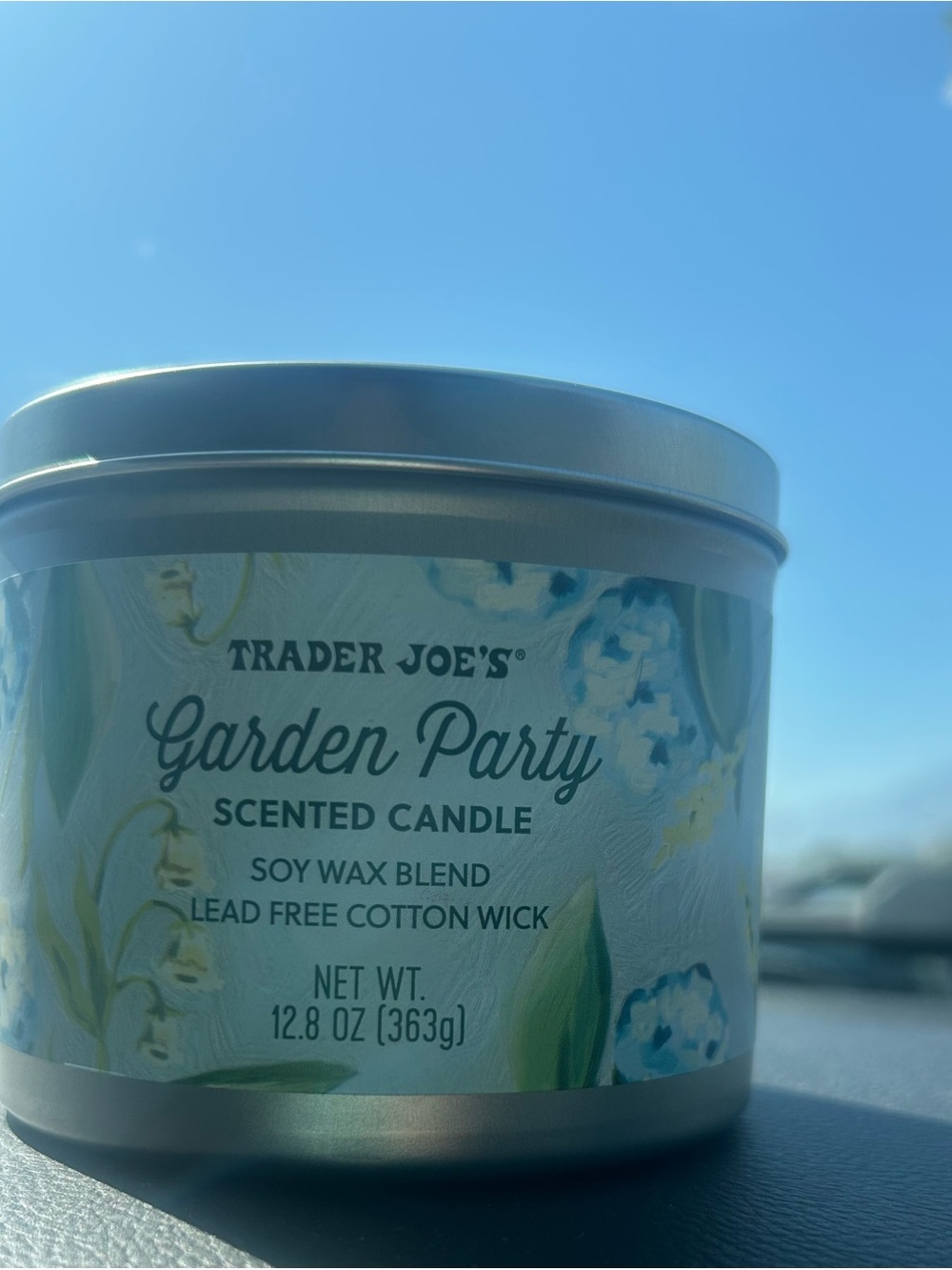 Trader Joe's Garden Party Scented Candle - Light Blue